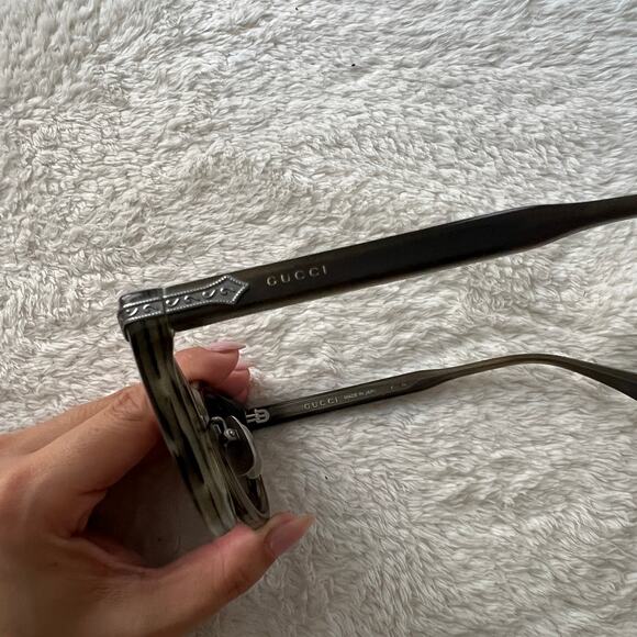 GUCCI Acetate Round Metal Sunglasses GG0071S Gray & Green - Picture 7 of 14